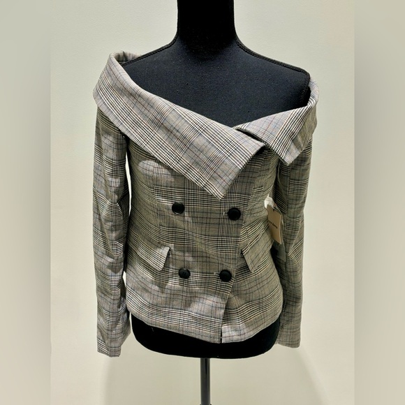 Superdown BLACK double breasted blazer top off the shoulder - Picture 3 of 5